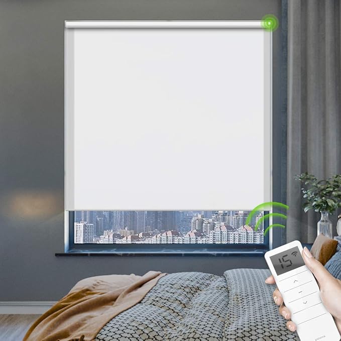 75 Blackout Motorized Roller Shades Smart Remote Control Rechargeable