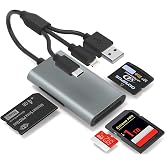 Memory Stick Pro Duo Card Reader - 4 in 1 SD/TF/XD/MS Reader, Triple Port | Aluminum Multi Card Reader Memory Stick Pro Duo Adapter for iPhone18/17/16/15/14, iPad, Android, PC/Laptop, Camera