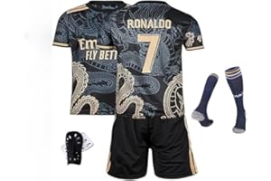 IHRMOK Real Youth Madrid Kids Soccer Jerseys Suit #7 for Boys Girls Youth Shirts Shorts Socks Kit Set 4 Pcs