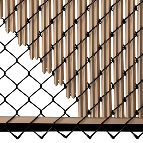 3 Beige+Ridged+Slats+Chain+Fence