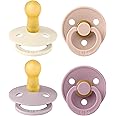 BIBS Colour Soother 4-Pack, BPA Free Dummy Pacifier, Round Nipple. Natural Rubber Latex, Made in Denmark. 6-18 Months (Pack of 2), Baby Girl Colours
