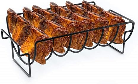 Amazon Co Jp 2ハンドル付きリブやローストラック バーベキューグリルノンスティックリブラックやグリル 完全コストコ ホールフーズからスペアリブ バックリブに適合 ホーム キッチン