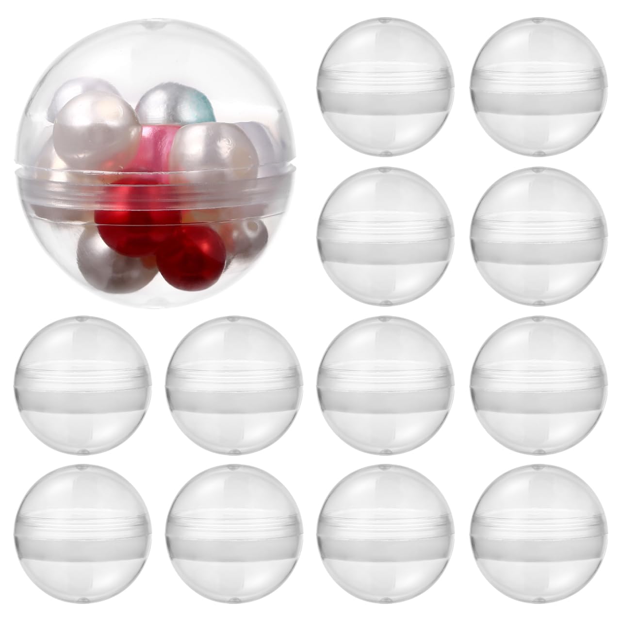 Didiseaon 50pcs Transparent Plastic Capsules Round Refillable Balls for Vending Machines Display Party Favors Storage Cases Clear Lucky Dip Prize Containers for Birthdays and Celebrations