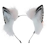 Faylay Women Furry Cat Ear Animal Ears Headband Ribbon Decor