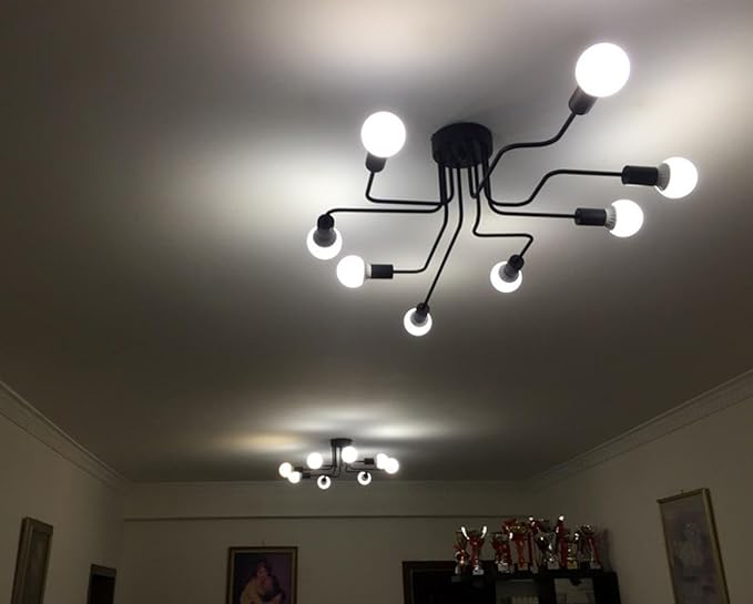 Trs Army Industrial Deck Ceiling Light 8 Lamp Holder Wrought