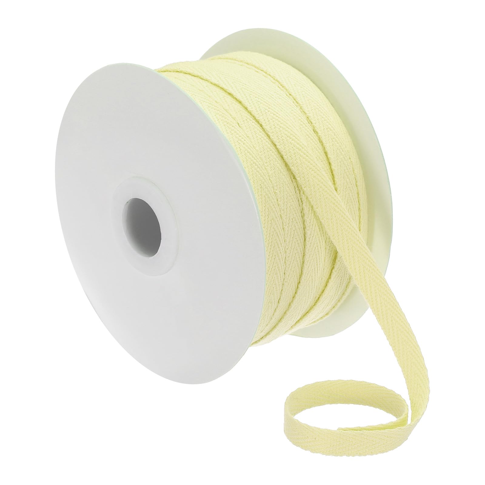 PATIKIL Cotton Twill Tape 1/4 Inch 50 Yards 100% Cotton Ribbon Bias Tape Herringbone Webbing Trim for Sewing Gift Wrapping, Light Yellow