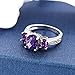 Gem Stone King 925 Sterling Silver Purple Amethyst 3-Stone Ring For Women (2.50 Cttw, Oval Checkerboard VS Gemstone Birthstone, Available 5,6,7,8,9)