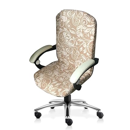 Mocaa Computer Office High Back Large Chair Covers Stretchable Polyester Washable Rotating Chair Slipcovers Only Chair Covers M006 Brown Leaves