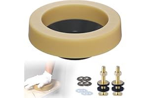 Hibbent Extra Thick Toilet Wax Ring Replacement Kit, Universal Toilet Seal Ring with Brass Toilet Floor Bolts and Retainer Washers, PE Flange Fits 3 Inch and 4 Inch Drain Pipes