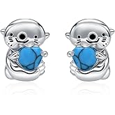 Hypoallergenic Otter Earrings for Women 925 Sterling Silver Sea Otter Studs Earrings Otter Jewelry Birthday Gifts for Women Mother Wife Girlfriend