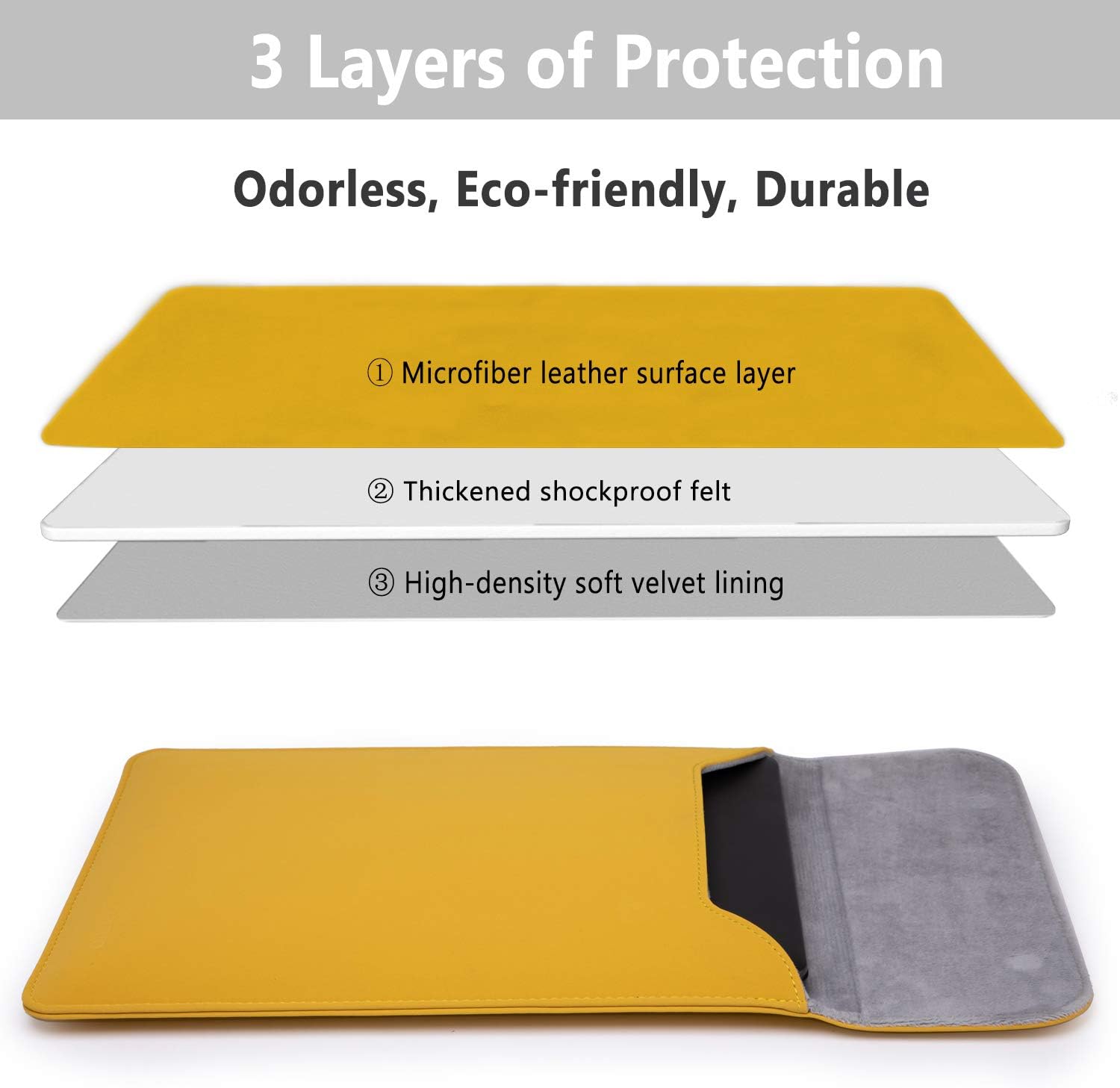 HYZUO 13.3-14 Inch Laptop Sleeve Case for MacBook Pro 14 M5/M4/M3/M2/M1 Pro/Max A3426 A3427 2026-2021, 13.3" MacBook Air/Pro - Image 4