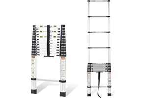 RIKADE Telescopic Ladder, 16.5FT Aluminum Telescoping Ladder with Non-Slip Feet, Portable Extension Ladder for Household and 