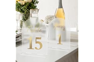 Kintkita Wedding Table Numbers 1-15, 5 X 7 Inch Acrylic Table Numbers for Wedding Reception Display,Gold Table Number Wedding Signs Stand For Anniversary, Event, Party,Wedding Table