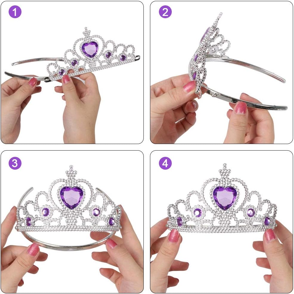 Vicloon Princess Dress Up Accessories, 7PCS Princess Costumes Set, Included Princess Crown, Gloves, Magic Wand, Necklace - Image 4