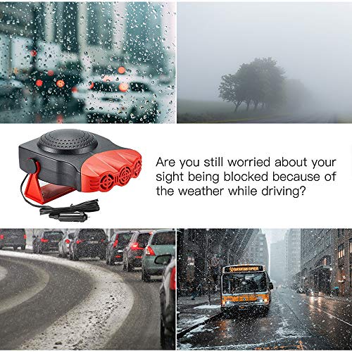 Car Heater - Portable Car Defrost Defogger 12V 150W Auto Electronic Heater Fan Fast, 2 in 1 Heating/Cooling Function 3-Outlet, Plug Adjustable Thermostat in Cigarette Lighter Heater