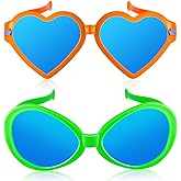 Kingdder 2 Pcs Giant Sunglasses Jumbo Clown Glasses Funny Sunglasses for Adults Photo Props Huge Eyes Glasses Heart Novelty Crazy Plastic for Party Festival Holiday