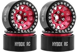 HYBDX Rc 1.9 Inch Aluminum Alloy Beadlock Wheel Rim Hub 4pcs Suit for 1:10 RC Crawler Axial SCX10 SCX10 II TRX4 RC4WD D90(Red 4 PCS)…