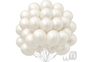 Pearl White Latex Balloons 12 inch 50pcs, White Party Latex Balloons for Wedding Engagement Baby Shower Bridal Shower Anniver