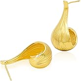 VOMIOK Chunky Gold Stud Earrings for Women, 14K Gold Plated Hypoallergenic Statement Earring, Dangle Drop Earrings Trendy Fashion Chunky Earings