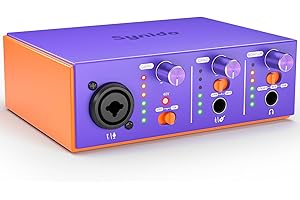 Synido Solo USB C Audio Interface for Recording Music, Streaming, Podcasting with XLR, Line Input, 24bit/48kHz, 48V Phantom Power, 2-channel, Purple