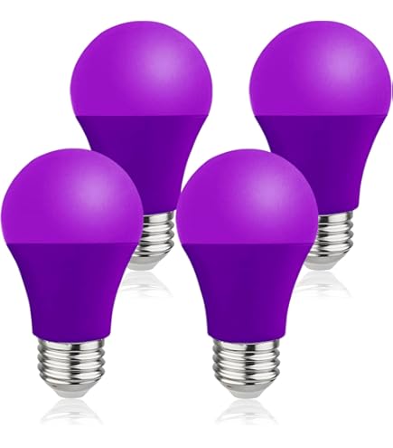Purple Light Bulbs, 9W (60 Watt Equivalent) E26 Base 120V A19