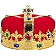 Kangaroo Royal Red Felt Imperial Jeweled Crown, Large, Plastic, for Adults and Teens, Costume Accessory, Halloween, Mardi Gras, King Costume, Red and Gold