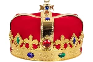 Kangaroo Royal Gold King Crowns for Men & Women - Medieval Prince Plastic Crown - Mardi Gras Headpiece for Halloween, Cosplay Dress up Apparel