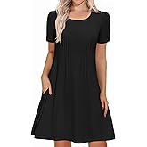 IN'VOLAND Womens Plus Size Summer Dress Short Sleeve Casual Loose Swing T-Shirt Dresses with Pockets