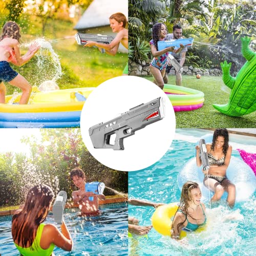 Water Gun for Kids Adults, Squirt Water Blaster Guns, Electric Water Pistol, Swimming Pool Beach Summer Water Fight Toy for Boys Girls, 550CC (Gray)