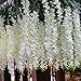 Houda Artificial Fake Wisteria Vine Ratta Silk Flowers for Garden Wedding Decor (Yellow/White)