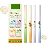 Mullein Herbal Diffuser Pen, Natural Aromatherapy Air Inhaler Stick with Mullein Thyme Mint, Four Aroma Variety Set,Air Freshening, Relaxed Feelings, Portable Pocket Size (4 Pack)