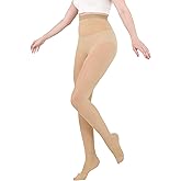 AMZAM Sheer Compression Pantyhose for Women, Waist High 15-20 mmHg Graduated Compression Stocking, Closed Toe, Comfortable Support Hose for Ladies, Improve Circulation, Relief Swelling, Beige L