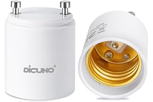 DiCUNO GU24 to E26 Adapter, 160℃ Heat Resistant, Maximum Wattage 200W, GU24 Pin Base to E26 Standard Medium Base Socket Converter, Light Bulb Socket Adapter, 2-Pack