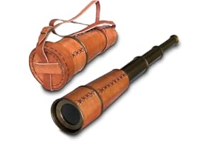 NauticalMart Brass Nautical Telescope 18 Inch Spyglass with Leather Wrap - Handcrafted Antique Design for Nautical Decor and Outdoor Adventures for Maritime Enthusiasts