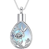 MEIDERBO Hummingbird/Butterfly/Dragonfly/Flower Urn Necklace 925 Sterling Silver Cremation Necklace for Ashes Memorial Keepsake Jewelry for Women