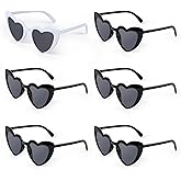 IKANOO 6 Pieces Heart Shaped Sunglasses for Women Bachelorette Bride Favor Sunglasses Bulk Retro Cat Eye Heart Love Glasses