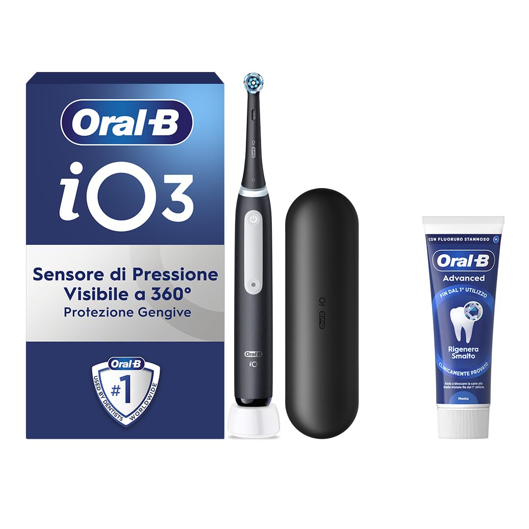 Oral-B Brosse à dents électrique rechargeable iO 3N noire, 1 tête de brosse de rechange, 1 brosse à dents électrique Oral-B + 1 soin des gencives