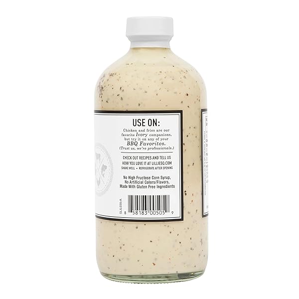 LILLIE’S Q – IVORY BARBEQUE SAUCE, GOURMET BBQ SAUCE, TANGY WHITE BBQ SAUCE, SUGAR-FREE SAUCE, PREMIUM INGREDIENTS, MADE WITH GLUTEN-FREE INGREDIENTS (16 OZ, 2-PACK)