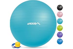 APEXUP Yoga Ball Exercise Ball, Anti Slip Stability Ball Chair, Heavy Duty Large Gym Ball for Fitness, Balance, Core Workout and Physical Therapy