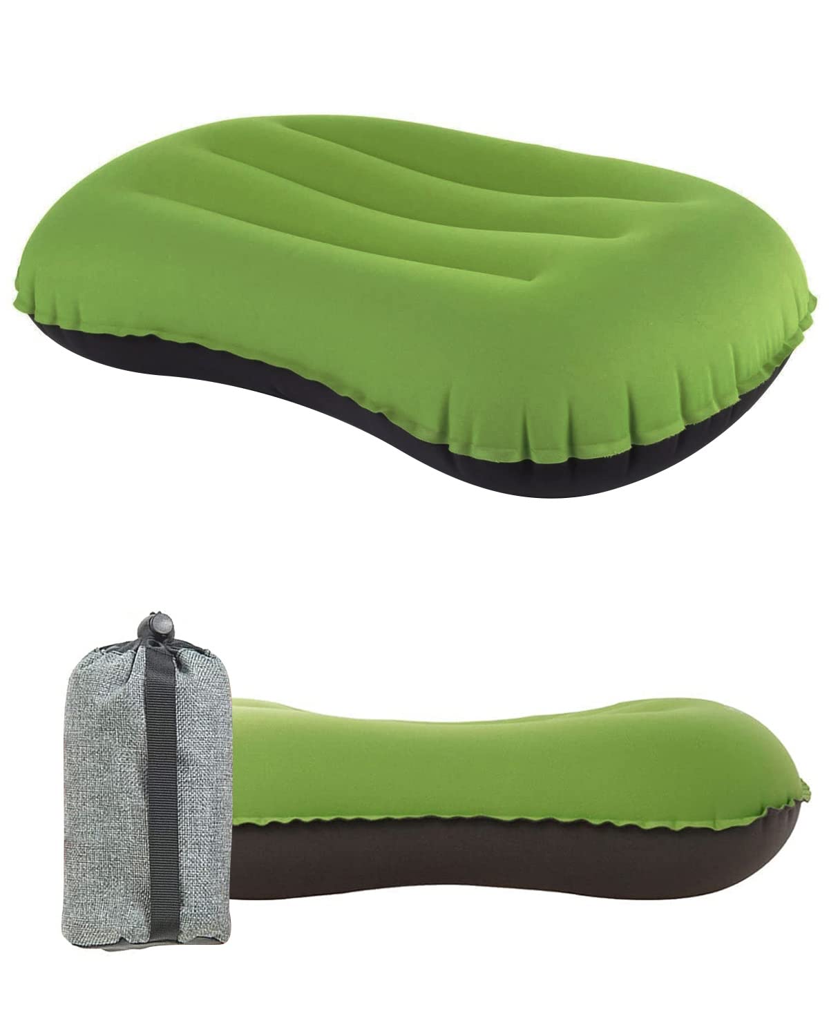 Rantizon Ultralight Camping Pillow, Compressible, Ergonomic Inflatable Travel Pillow with Storage Bag, for Neck & Lumbar Support for Hiking, Camping, 3.5 oz,Green Small Pillow, 2 Count (Pack of 1)