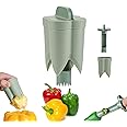 Pepper Corer, Pepper Seed Corer Remover, Chili Jalapeno Peppers Cutter Deseeder, Bell Pepper Quickly Coring and Caving Tool, 2 in1 Fruit & Vegetable Kitchen Gadget