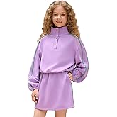Mirawise Girls Sweatsuit 2 Piece Long Sleeve Sweatshirt and Skorts Tracksuit Pocketed Activewear Skort Sets for 4-13Y