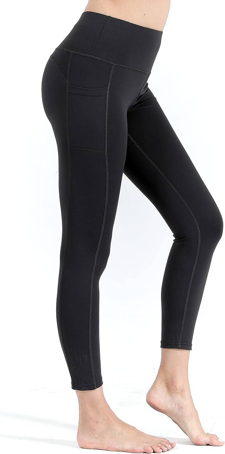 Foyo peach High Waist Yoga Pants with Pockets, Tummy Control Workout Running Athletic Yoga Legging for Women: Clothing