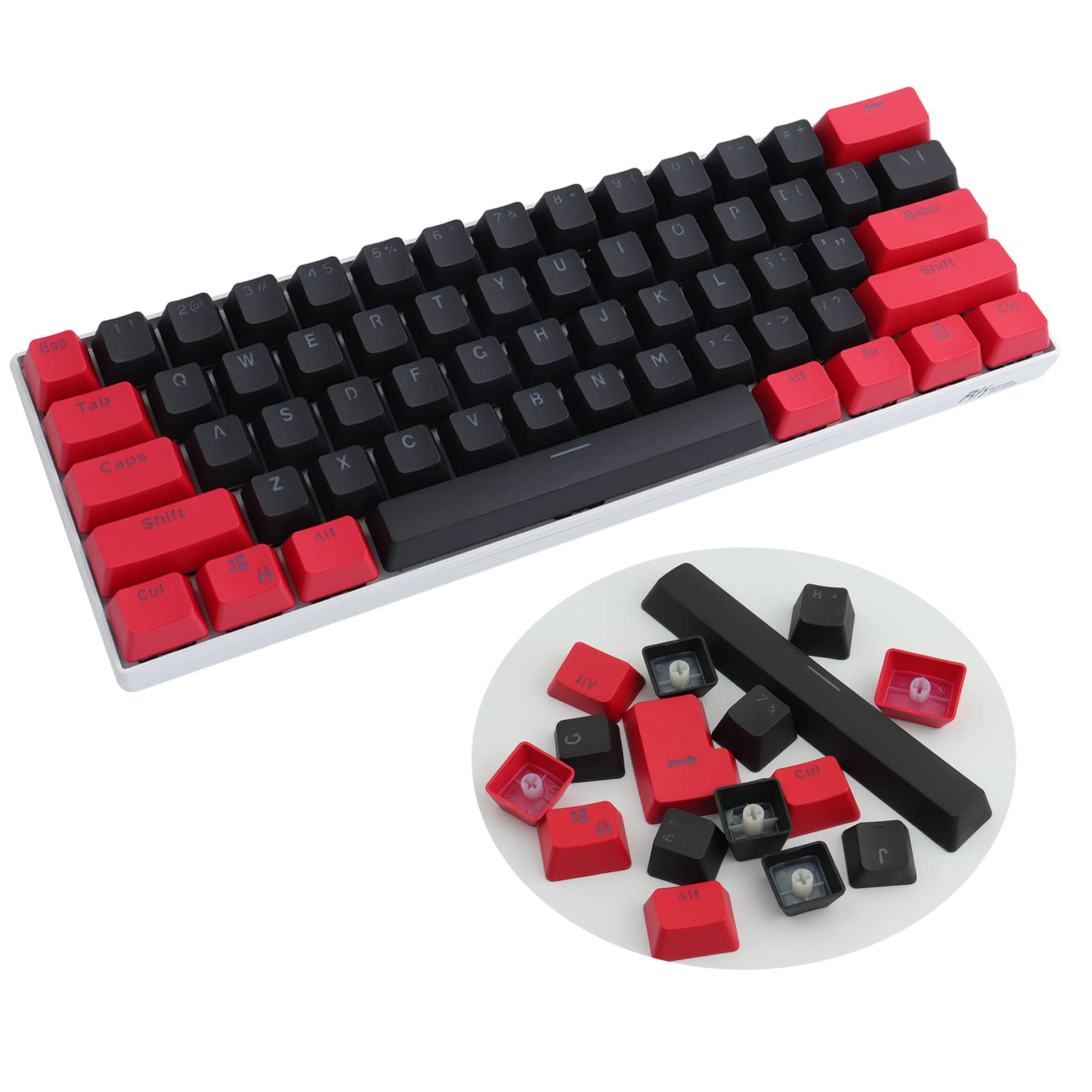 Sunzit Keycaps, 61 Keycaps Backlight Two Colour Mechanical PBT Keycaps for GH60 / RK61 / ALT61 / Annie/Keyboard Poker Keys (Sell Keycaps Only)