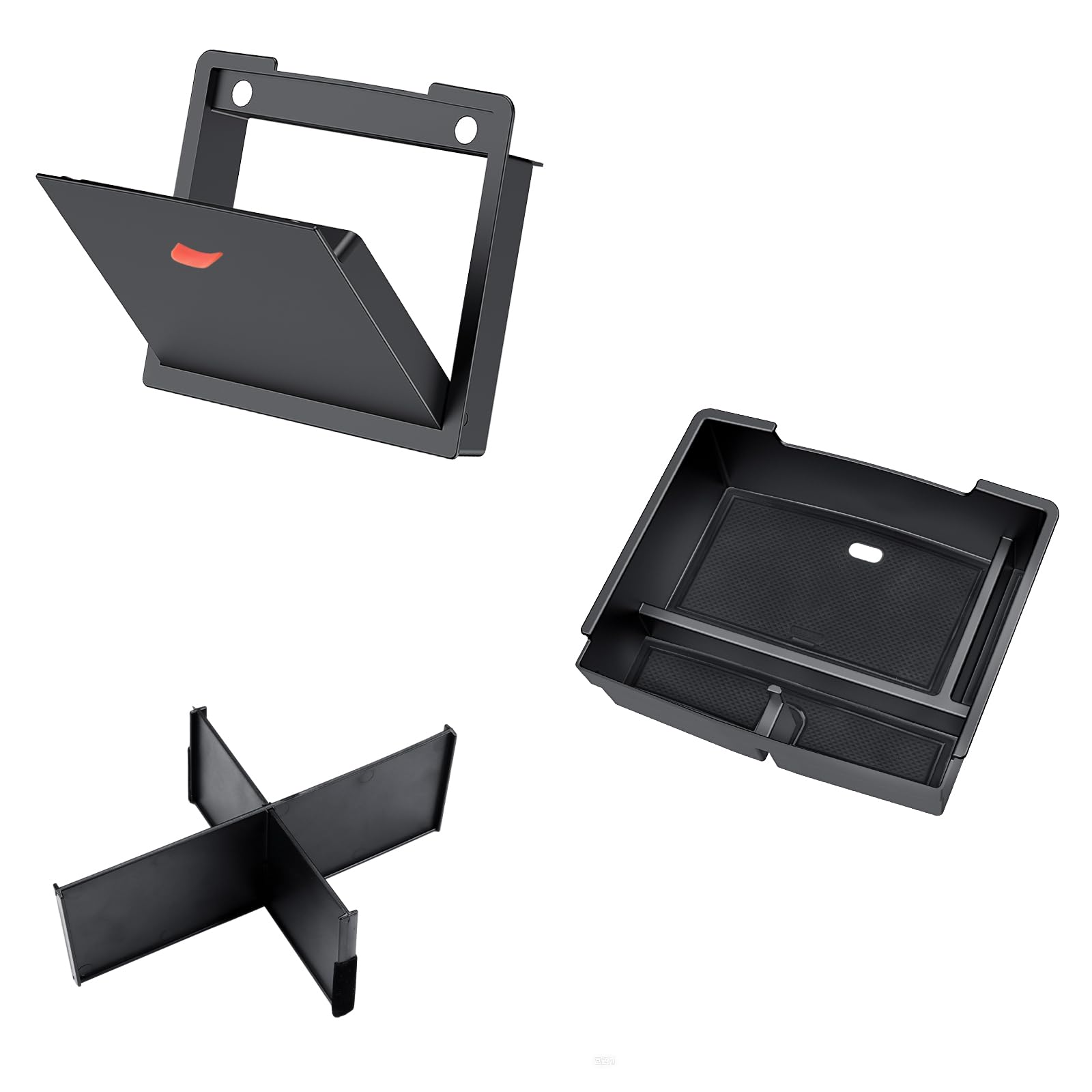 Photo 1 of Center Console Divider Organizer for 2024 2025 Toyota Tacoma (4th Gen) Accessories, Interior Secondary Storage Insert Armrest Hidden Secret Privacy Middle Console Storage Box Tray Coin Holder, 3 PCS