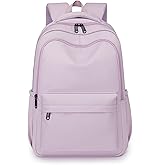 Cute College Backpack for School Aesthetic Backpack for Teen Girls Students Laptop Bag Large Capacity Bookbags Kids Travel Lightweight Backpacks for Casual Daypacks School Bag Solid Color(Purple)