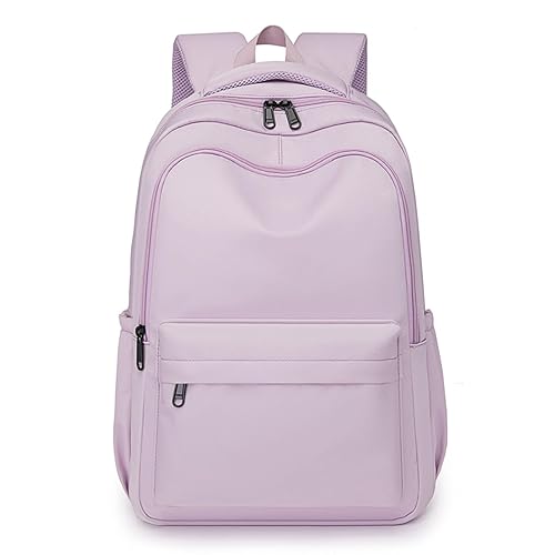 Cute Aesthetic Backpack for School Supplies College Bookbags for Teen Girls Students Laptop Bag Large Capacity Bookbags Travel Lightweight Casual Middle School Bag Solid Color (Purple)