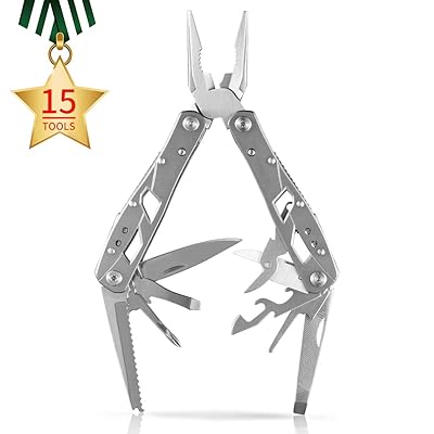 Multi-tool Multitool Pliers mini 15-in-1 Multi-Purpose Pocket Plier Kit Multipurpose Stainless Steel Folding Multifunction Tool Best for EDC Camping Survival Heavy Duty Outdoor -KARRISM