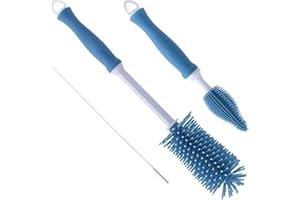 Silicone Cleaning Brush, 12 Inch Long Handle Water Bottle Cleaner for Baby Bottles, Sports Bottles, Vase, Glassware, 3 Piece 