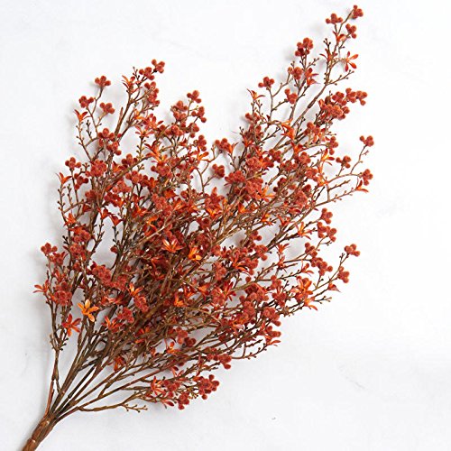 Factory Direct Craft Dark Orange Artificial Starflower and Berry Bush For Indoor Decor